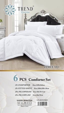 VENICE-01 ديزاير مفرش نفرين 6 قطع اببض