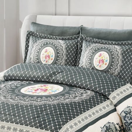 SHEILA-006 مفروش فرو شتوي مطرز رمادي نفر 4 قطع