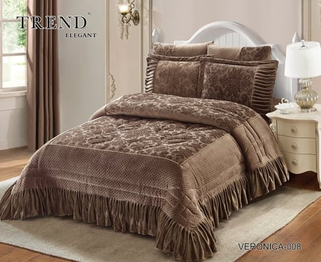 VERONICA-08 لحاف شتوي فرو ناعم بني نفر 4 قطع
