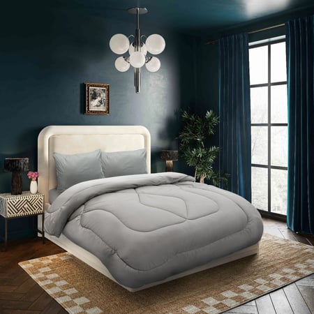 ديزاير لحاف سادة 4 قطع نفرين رمادي فاتح  Plain micro-33