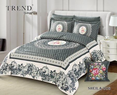 SHEILA-006 مفروش فرو شتوي مطرز رمادي نفر 4 قطع