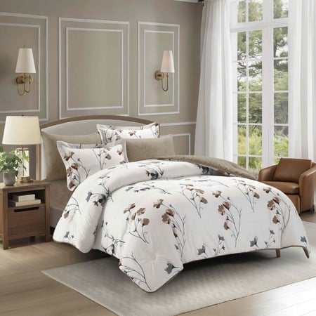 Rosemary-019 مفرش ديزاير روزماري بني غامق نفر ونص 4 قطع