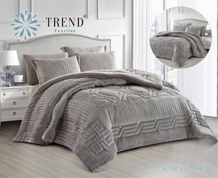SARAH-009 ترند طقم لحاف مخمل سميك شتوي فاخر كنج 6 قطع