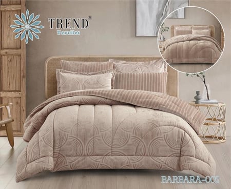 BARBARA-002 ترند طقم لحاف شتوي مخمل سميك فاخر كنج 6 قطع