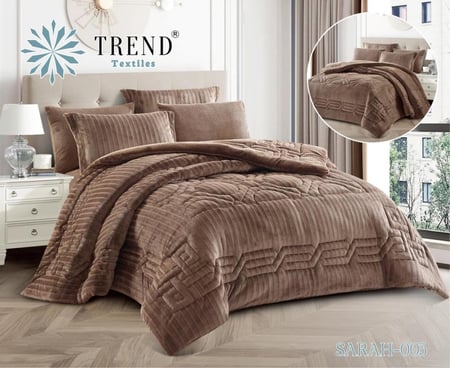 SARAH-003 ترند طقم لحاف شتوي مخمل سميك فاخر كنج 6 قطع