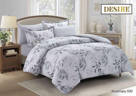 Rosemary-030 مفرش ديزاير روزماري رمادي نفر ونص 4 قطع