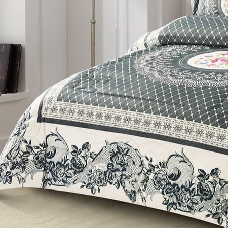 SHEILA-006 مفروش فرو شتوي مطرز رمادي نفر 4 قطع