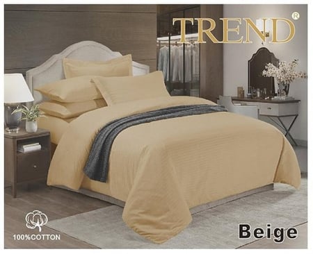 Beige ترند لحاف نفر ذهبي 5 قطع مقلم قطن 100%