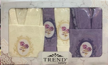 طقم ارواب الاستحمام 10 قطع بعلبة عرائس قطن 100%