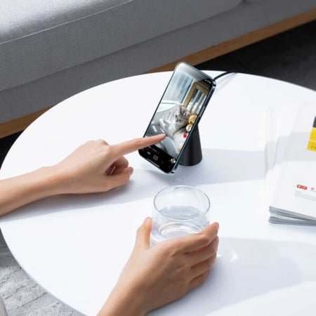 شاحن لاسلكي بحامل مغناطيسي بسيط من باسيوس، اسود