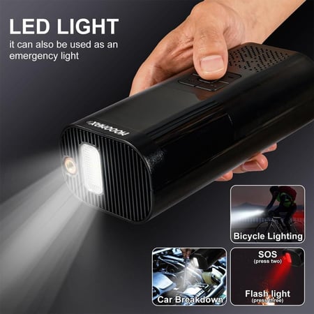 منفاخ هواء للسيارة MX-VC027 بشاشة رقمية ذكية من موجماكس، منفاخ اطارات محمول متعدد الوظائف لاطارات