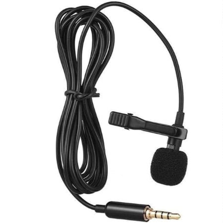 ميكروفون من لافالير بمنفذ AUX مقاس 3.5 للتسجيل الصوتي JH-043 - اسود
