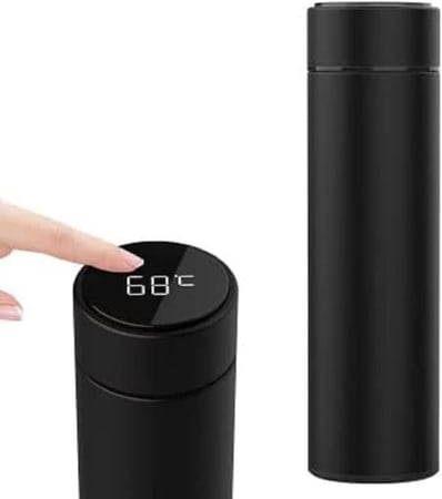 كوب ذكي بشاشة عرض درجة الحرارة LED باللون الأسود