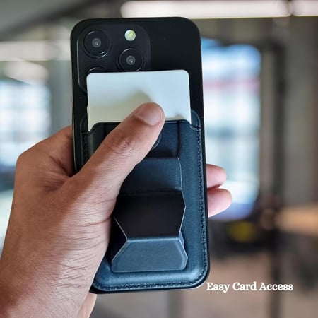 محفظة بطاقات ماج سيف مصنوعة من الجلد مع مسند قابل للتعديل