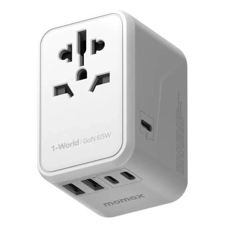 شاحن جداري من موماكس  65 واط , محول السفر AC - لون أبيض