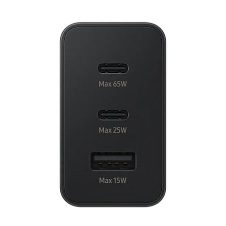 شاحن جداري محول طاقة 65 واط ثلاثي 2PD 1USB باللون الأسود