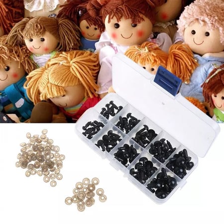 صندوق عيون الدمى أسود 100 قطعة