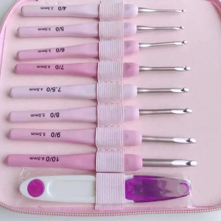 مجموعة سنارات وردية مع الحقيبة