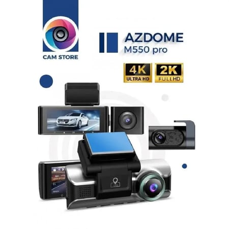 ازدوم - داش كام M550 PRO تسجيل أمامي 4K وخلفي 1080P مع شاشة 3.19 مع وضع ليلي - أسود