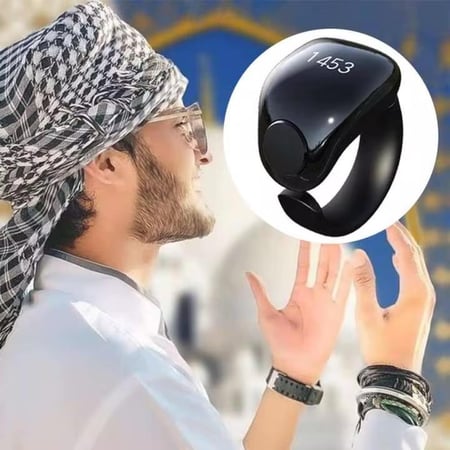 خاتم التسبيح الذكي بشكل انيق لون اسود بعدة مقاسات
