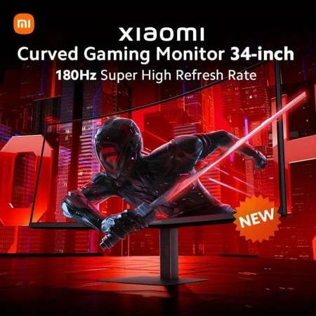 شاشة عرض شاومي منحنية للألعاب G34WQI بدقة WQHD بمعدل 180Hz وبحجم 34 انش ELA5458UK - أسود