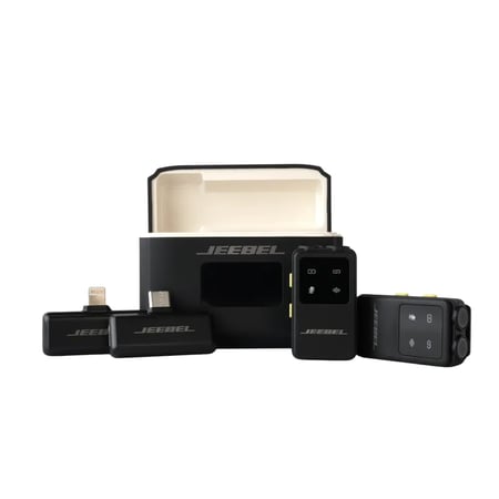 مايك جيبل لاسلكي مزدوج بشاشة رقمية – تقليل ضوضاء 75dB – تأخير منخفض 25ms – بطارية 6 ساعات + علبة شحن 1000mAh – عدد 2 مايك - متوافق مع iOS وAndroid