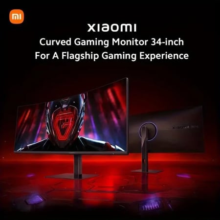 شاشة عرض شاومي منحنية للألعاب G34WQI بدقة WQHD بمعدل 180Hz وبحجم 34 انش ELA5458UK - أسود