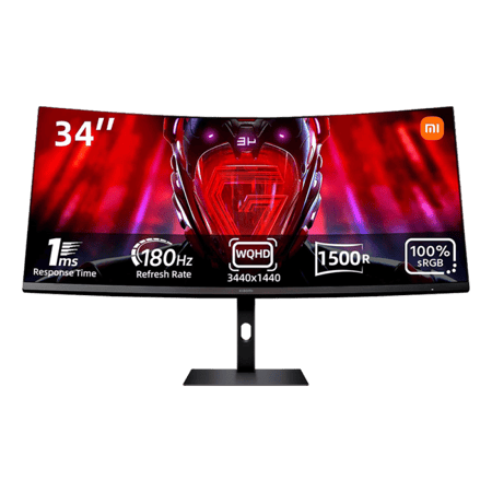 شاشة عرض شاومي منحنية للألعاب G34WQI بدقة WQHD بمعدل 180Hz وبحجم 34 انش ELA5458UK - أسود