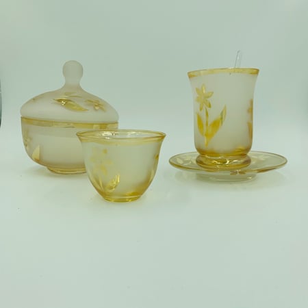 طقم شاي بيالات كاسه كاسة ضيافه قهوه جديد زجاج مثلج