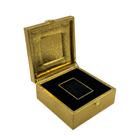 RIVALO - صندوق فاخر لساعة ابل واتش مصنوع من الجلد مناسب للهدايا مع قطعه للكتابه عليها - ذهبي