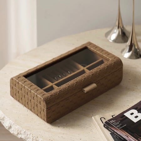 صندوق مجوهرات جلد مزخرف