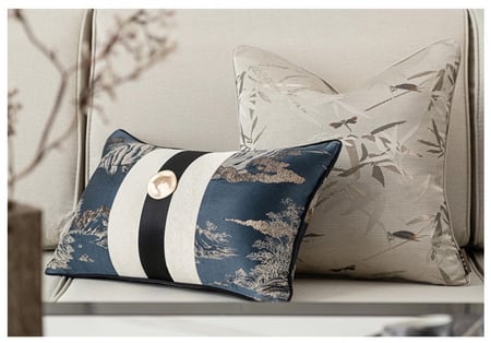 تنسيق كوشنز غطاء لون كحلي نقوش ورمادي