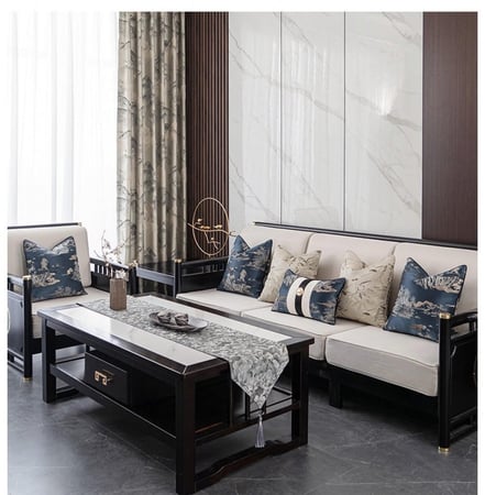 تنسيق كوشنز غطاء لون كحلي نقوش ورمادي