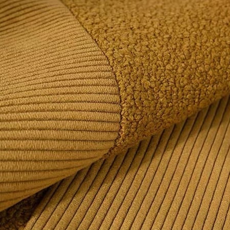 كوشن غطاء متعدد الخامات لون اصفر خردلي