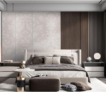 ورق جدران بتصميم الرخام  والخشب GWM370016