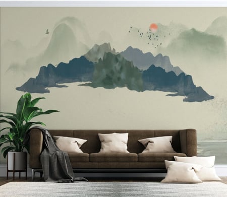 ورق جدران بتصميم جزيرة الجبال GW301232