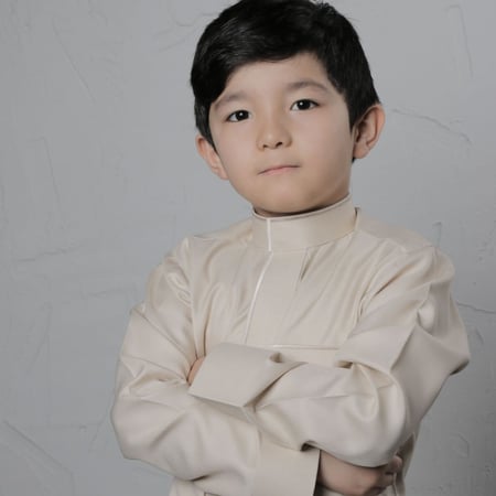 ثوب أطفال سميراميس مع تطريز - بيج فاتح