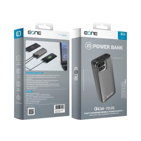 بطارية متنقلة 20 الف 20w منفذين PD من شركة EONE
