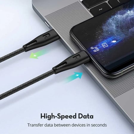 كيبل راف باور ايفون USB-C لايتنينق بطول 1.2 متر  - أسود