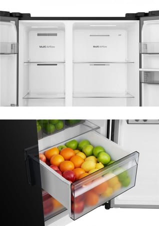 ثلاجه هايسنس دولابي زجاج اسود RS3G558NABC