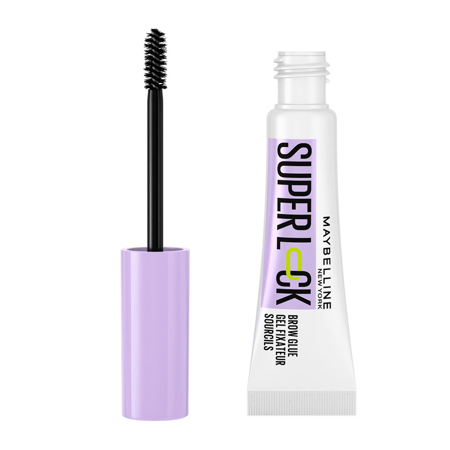 مايبيلين غراء حواجب سوبر لوك شفاف من نيو يورك، مع فرشاة نحت، ثبات يدوم 24 ساعة، لا يتساقط، بدون تاثير من الورق المقوى، صمغ سوبر لوك للحواجب بلمسة نهائية غير لاصقة، من مايبيلين نيويورك