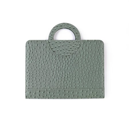 فولدر Dossié الاخضر بنقشة جلد النعام – حقيبة لابتوب وايباد