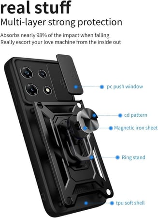 غطاء جوال مدرع مع حلقة مغناطيسية و غطاء كاميرا لهاتف انفينيكس نوت 30 الجيل الخامس - Infinix NOTE 30 5G