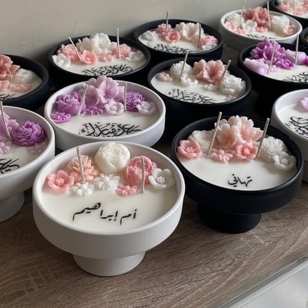 شمعة الأزهار المعطرة الحجم الكبير مع بوكس أنيق