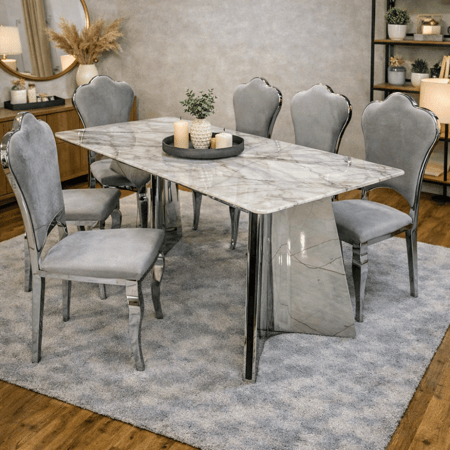 طقم طاولة طعام رخام 6 كراسي - فخامة استثنائية لمجالس الضيافة