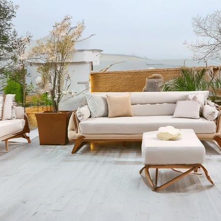 طقم كنب مودرن بيج قماش مخمل - 4 قطع