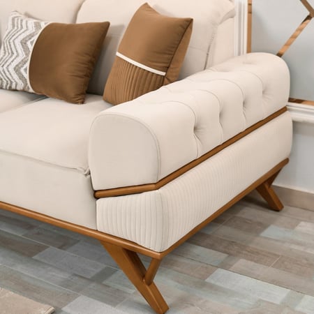 طقم كنب مودرن فاخر بني وبيج مخمل