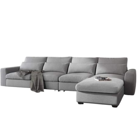 كنبة ركنة لون رمادي كبيرة -  مقاس 340x170x80x85 سم اختيار مثالي للعائلة والمساحات الواسعة