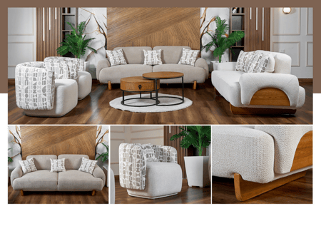 طقم كنب كلاود بمیکانزم حداف في الظهر – موديل ريكسوس – 4 قطع