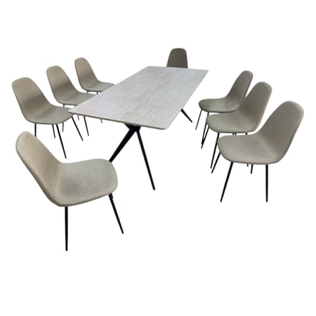 طقم طاولة طعام خشبية مودرن 8 كراسي – تصميم أنيق للمساحات الواسعة